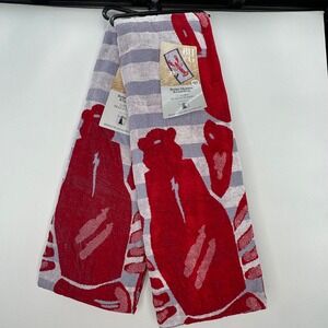 BHG 2PC Lobster Beach Towels 6x3 Red Blue Nautical Striped vacation piol